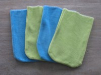 Washandjes (per 5 verkrijgbaar) - 3 x ecru & 2 x turquoise blauw